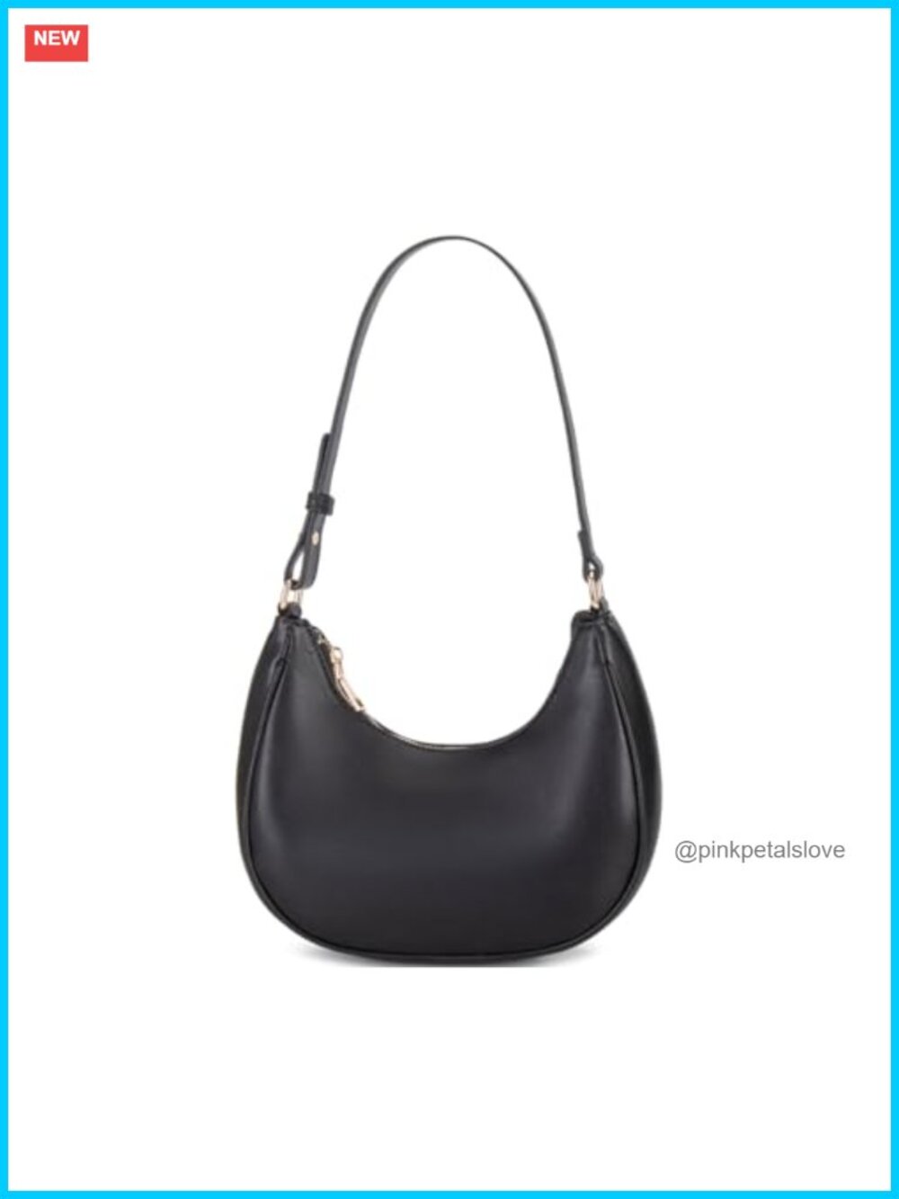PU Leather Crescent Hobo Tote Handbag with Zipper Closure